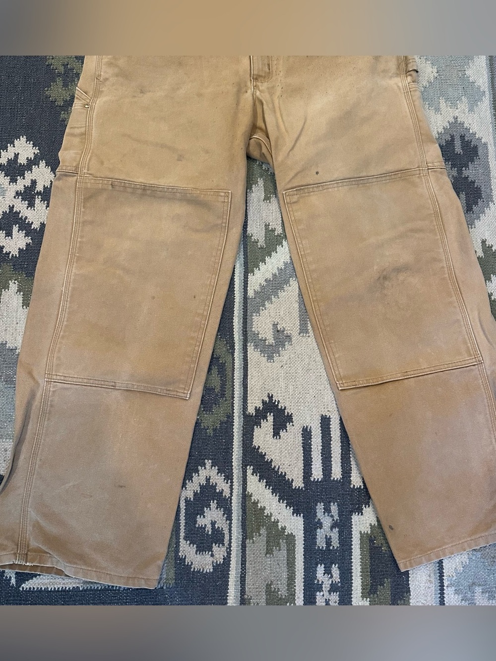 VTG Carhartt R01 Bib Overalls Mens 38 Brown Duck Canvas Double Knee Work - Picture 4 of 16